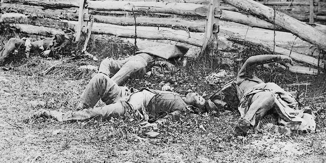 Bodies of dead soldiers from Louisiana Regiment at the Battle of Antietam, Maryland. Alexander Gardner, photographer, Sept. 1862. Library of Congress