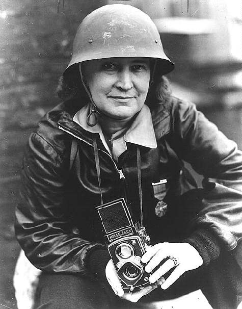 World War II photojournalist correspondent Thérèse Bonney wearing medal, Feb. 1942, New York World-Telegram & Sun Newspaper Photograph Collection. Library of Congress